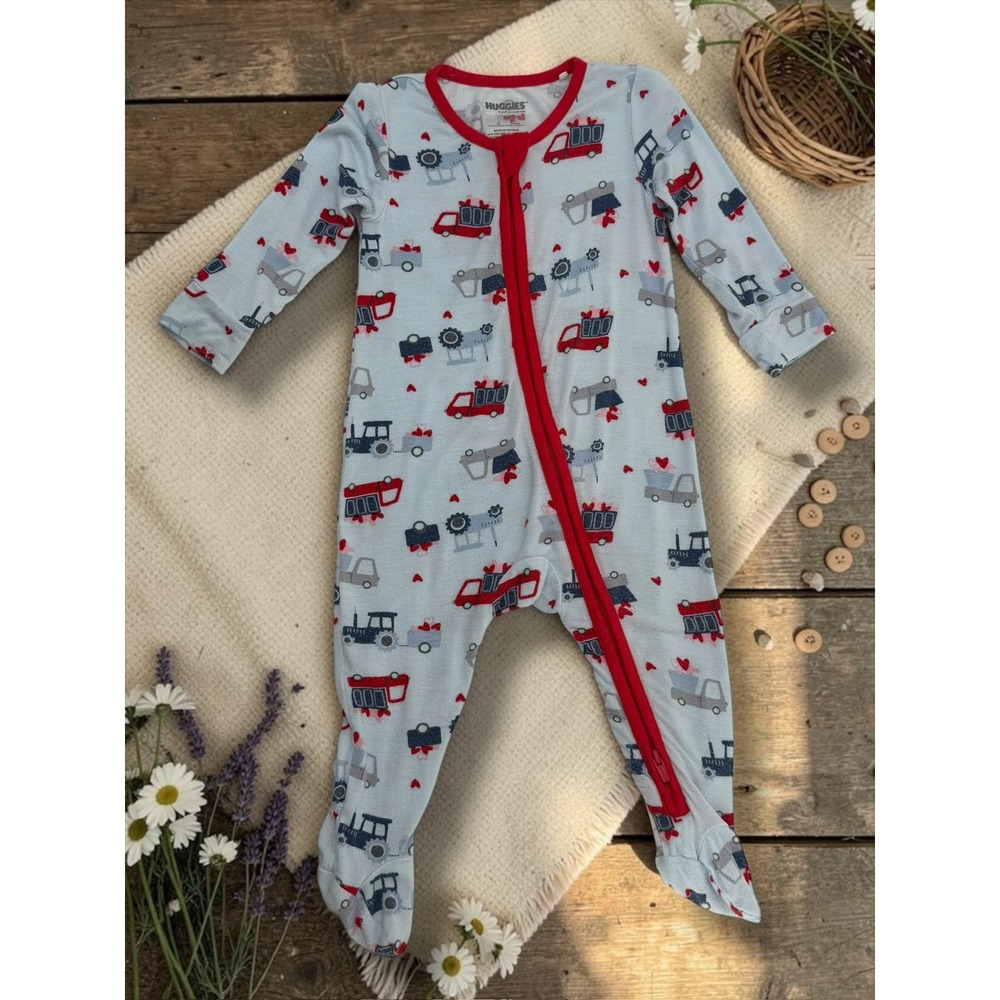 Huggies Babywear Truck Tractor Viscose Footed Sleeper Pajamas 6M